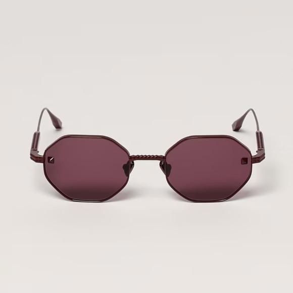 NEW AUTH Valentino Burgundy Titanium V-STUD VLS-122 Geometric $810 Sunglasses main image 6